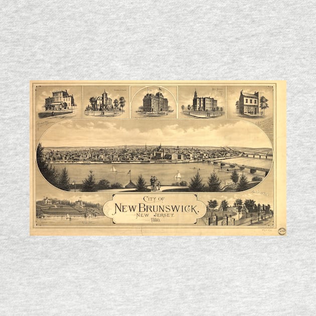 Vintage Pictorial Map of New Brunswick NJ (1880) by Bravuramedia